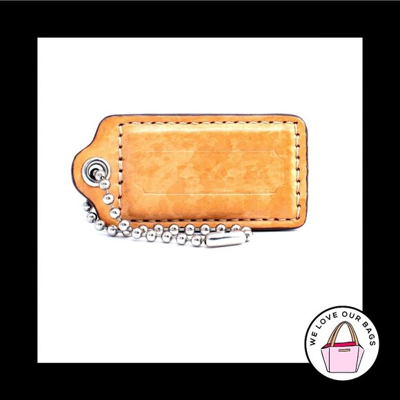 2.5" Large COACH Saddle Brown Pink Leather Key Fob Bag Charm Keychain Hang Tag - Picture 1 of 2